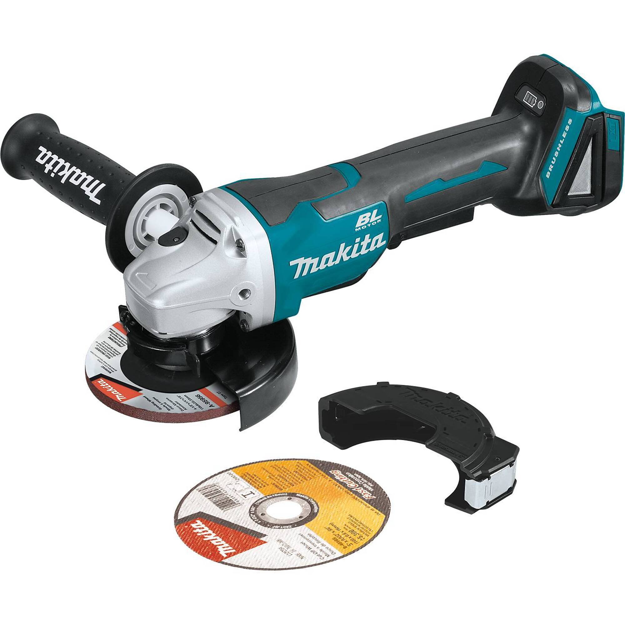 Makita® 18V LXT® Brushless 4-1/2” / 5" Paddle Switch Cut-Off/Angle Grinder w/ E-Brake, Lock-Off, AFT®, Model# XAG11Z